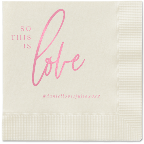 So This Is Love Napkin, Pink, Ecru