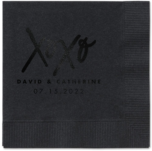 Embrace and Kiss Napkin, Black, Black