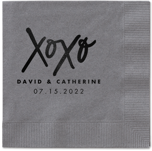 Embrace and Kiss Napkin, Black, Pewter