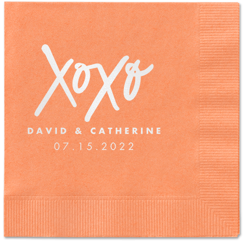 Embrace and Kiss Napkin, White, Coral, white