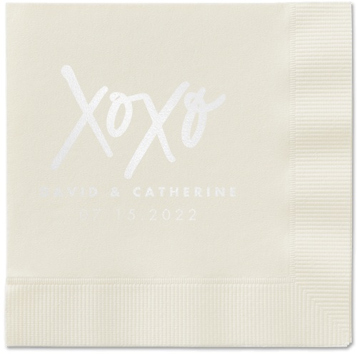 Embrace and Kiss Napkin, White, Ecru, white