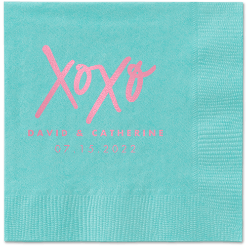 Embrace and Kiss Napkin, Pink, Aqua, blush