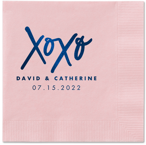 Embrace and Kiss Napkin, Blue, Blush, midnight