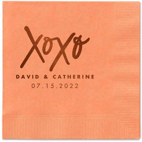 Embrace and Kiss Napkin, Brown, Coral, mocha