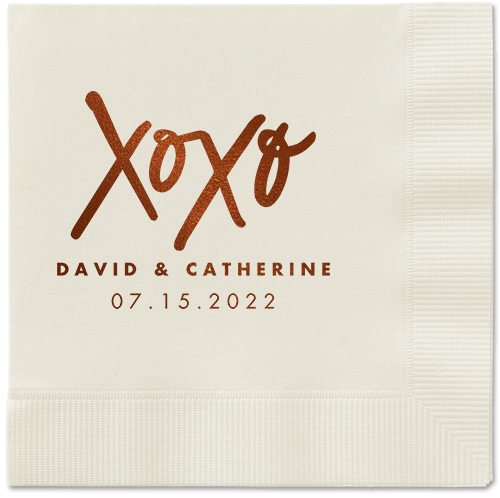 Embrace and Kiss Napkin, Brown, Ecru, mocha