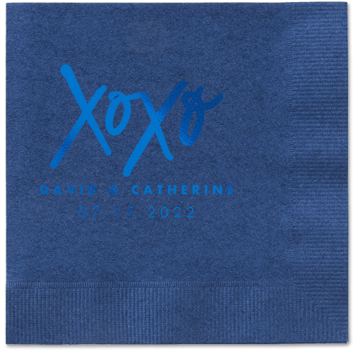 Embrace and Kiss Napkin, Blue, Navy, royal