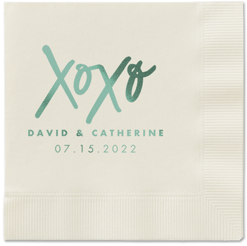 Embrace and Kiss Napkin, Green, Ecru, sage