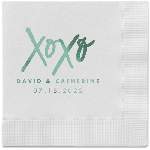 Embrace and Kiss Napkin, Green, White