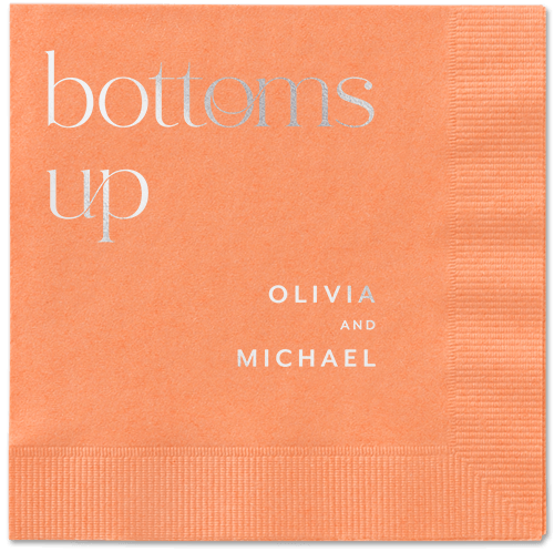 Modern Dining Napkin, Grey, Coral, silver