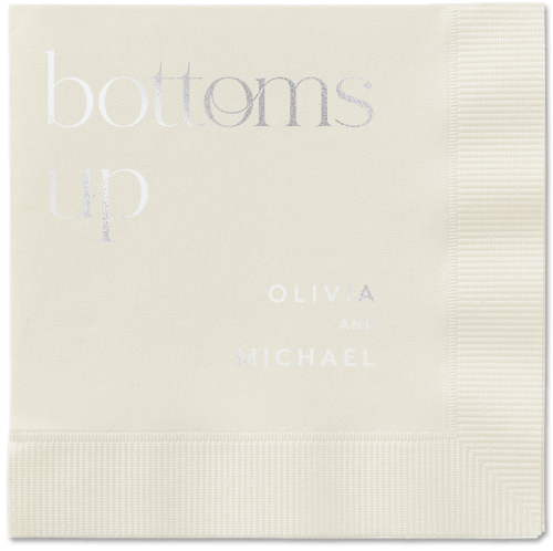 Modern Dining Napkin, Grey, Ecru, silver