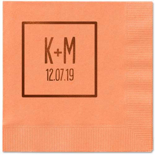 Boxed Bliss Napkins, Brown, Coral, Mocha