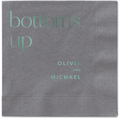 Modern Dining Napkin, Green, Pewter, sage