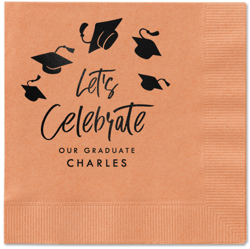 Cap Confetti Napkin, Black, Coral, black