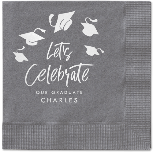 Cap Confetti Napkin, White, Pewter