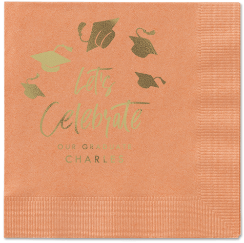 Cap Confetti Napkin, Yellow, Coral, gold