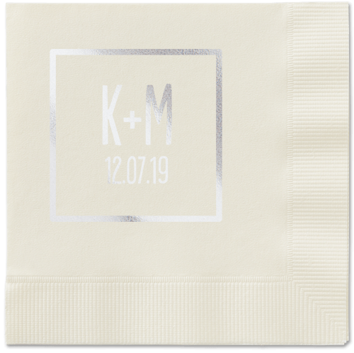 Boxed Bliss Napkins, Grey, Ecru, Silver