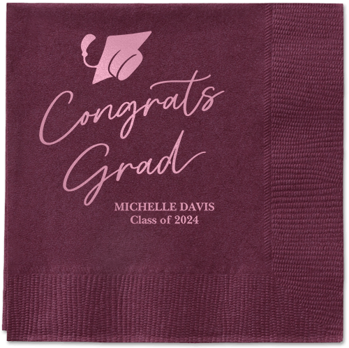 Party Cap Napkin, Pink, Berry