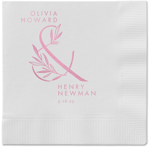 Splendid Spruce Napkin, Pink, White