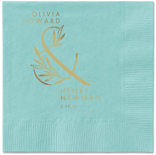 Splendid Spruce Napkin, Yellow, Aqua, gold