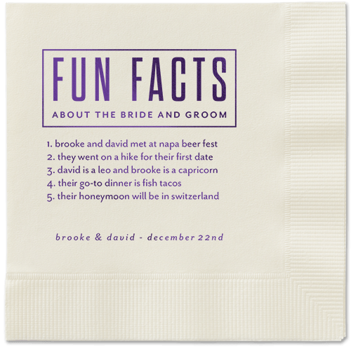 Cherished Chapters Napkins, Purple, Ecru, Purple