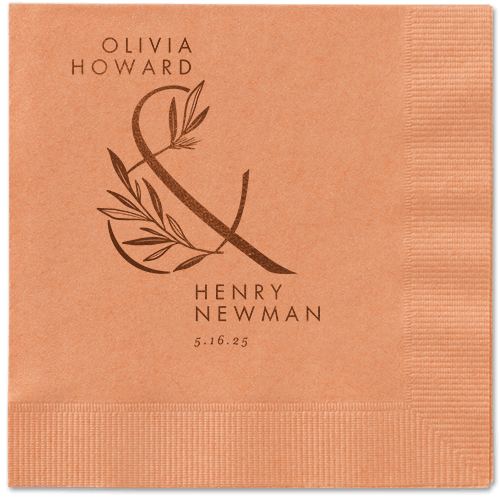 Splendid Spruce Napkin, Brown, Coral, mocha
