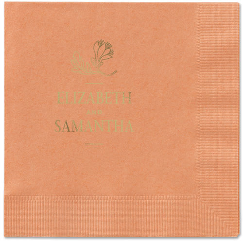 Newlywed Nouveau Napkin, Yellow, Coral, gold