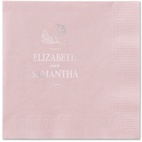 Newlywed Nouveau Napkin, Grey, Blush, silver