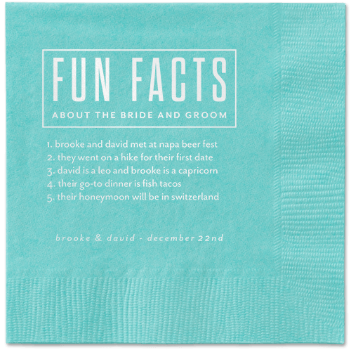 Cherished Chapters Napkins, White, Aqua