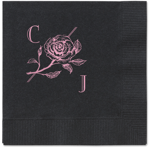 Romantic Rose Napkin, Pink, Black