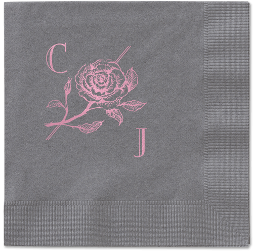 Romantic Rose Napkin, Pink, Pewter