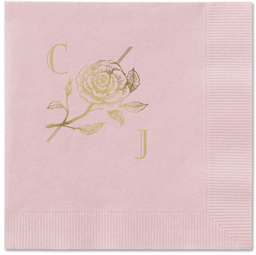 Romantic Rose Napkin, Yellow, Blush, gold