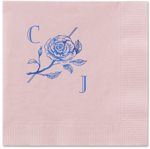 Romantic Rose Napkin, Blue, Blush, royal