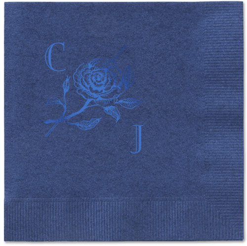 Romantic Rose Napkin, Blue, Navy, royal