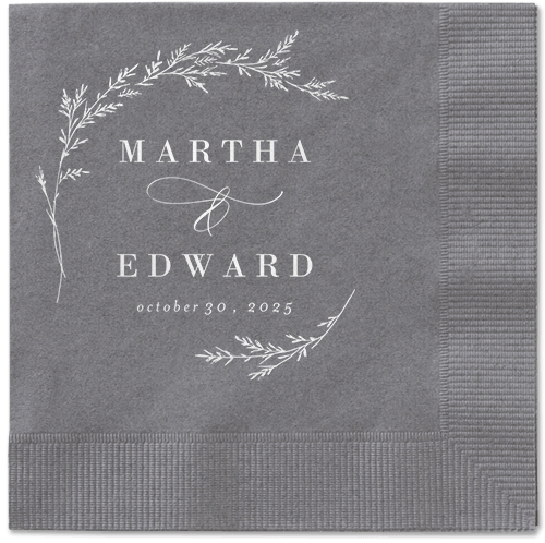 Spectacular Spruce Napkin, White, Pewter, white
