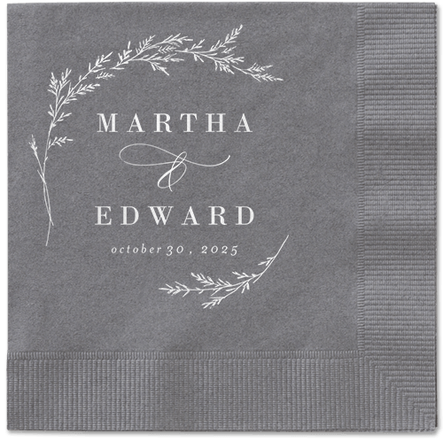 Spectacular Spruce Napkin, White, Pewter