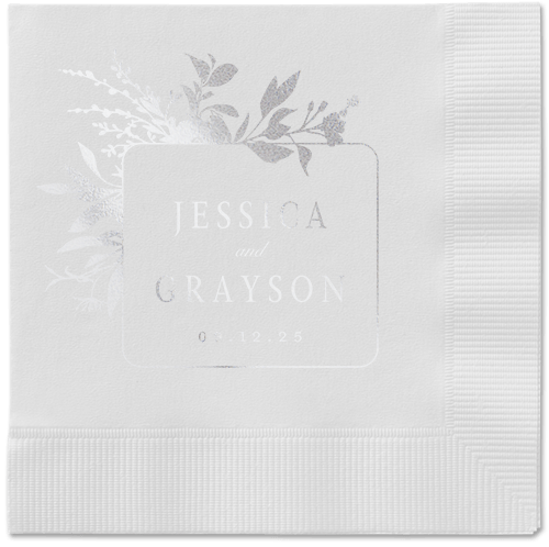 Floral Filigree Napkin, Grey, White