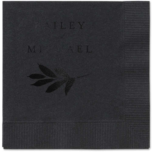 Pressed Leaves Napkin, Black, Black, black