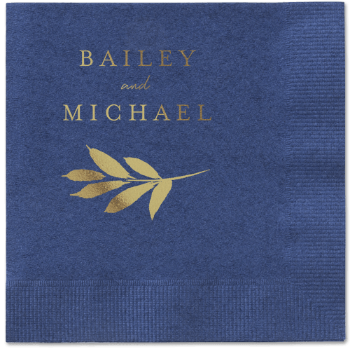 Pressed Leaves Napkin, Yellow, Navy