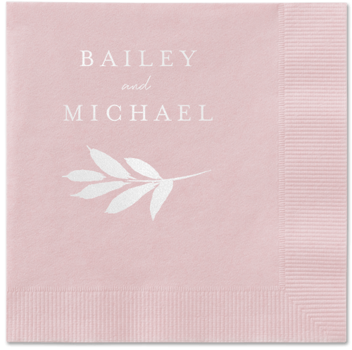 Pressed Leaves Napkin, White, Blush, white