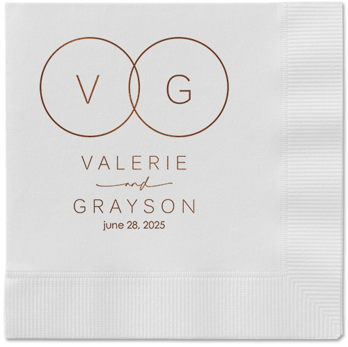 Refined Rings Napkin, Brown, White, mocha