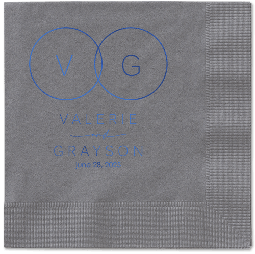 Refined Rings Napkin, Blue, Pewter, royal