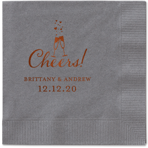 Cherished Cheer Napkins, Brown, Pewter