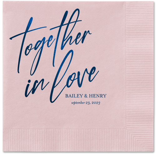 Cursive Captions Napkin, Blue, Blush, midnight