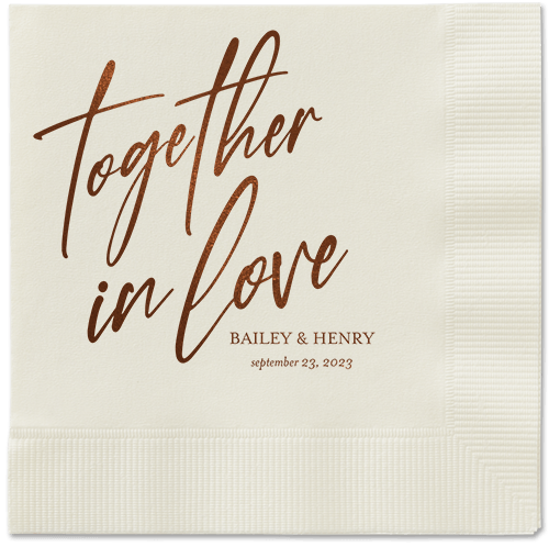 Cursive Captions Napkin, Brown, Ecru, mocha