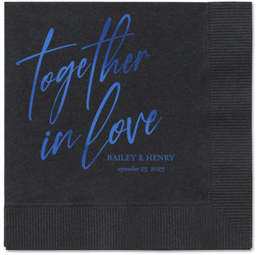 Cursive Captions Napkin, Blue, Black, royal