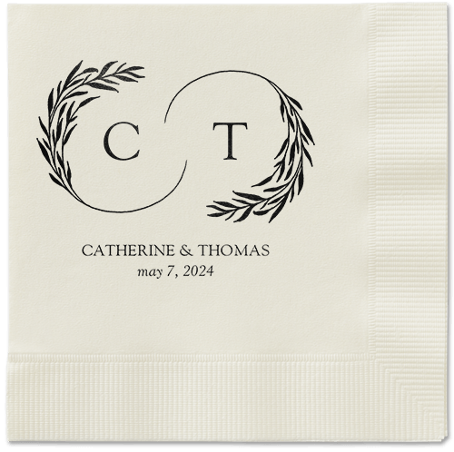 Reflective Rings Napkin, Black, Ecru