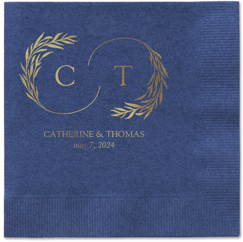 Reflective Rings Napkin, Yellow, Navy, gold