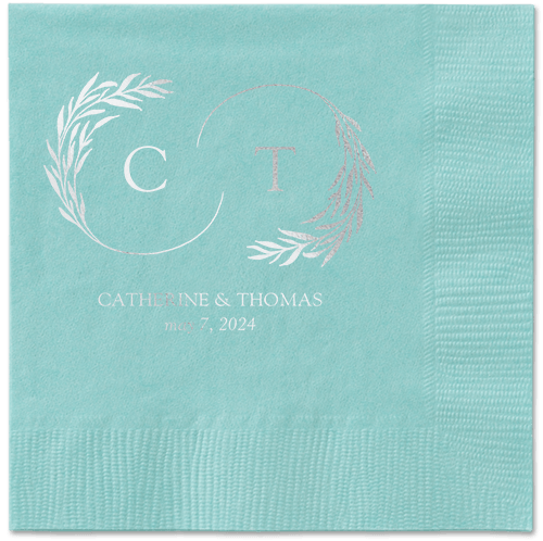 Reflective Rings Napkin, Grey, Aqua