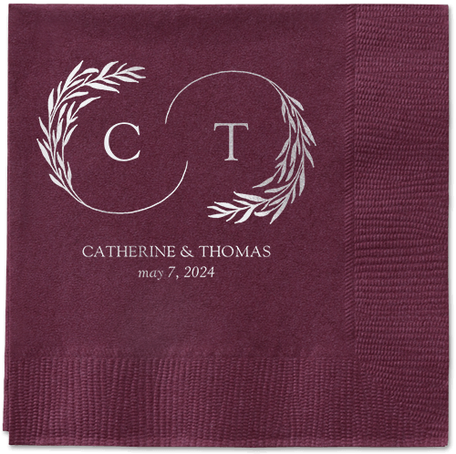 Reflective Rings Napkin, Grey, Berry