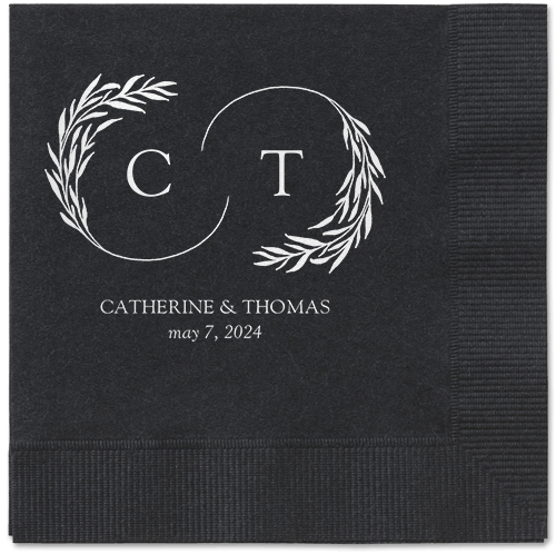 Reflective Rings Napkin, White, Black, white